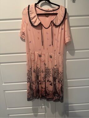 Lindy Bop Rockabilly Fairycore Novelty Fit & Flare Pink Dress Womens Size 18